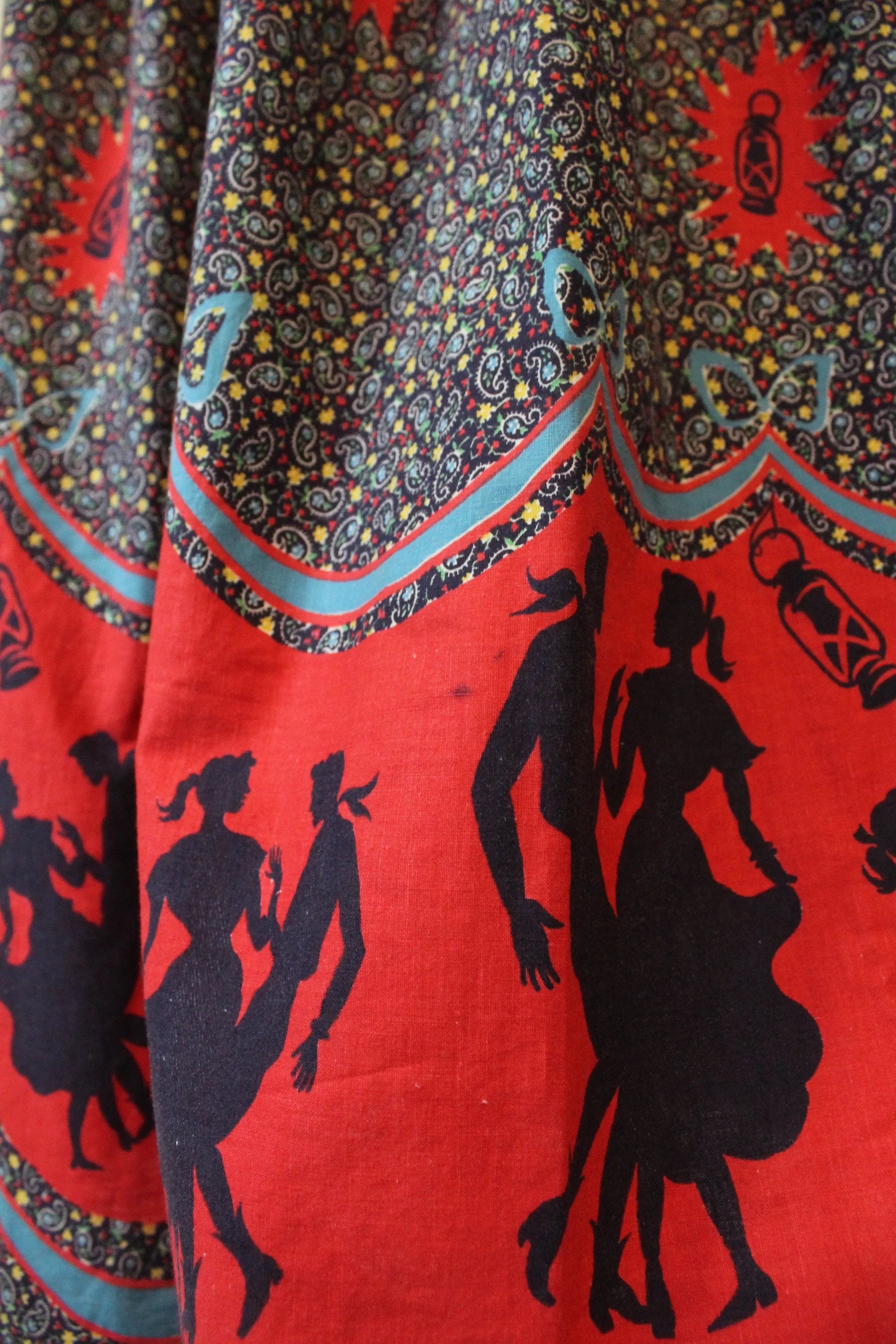 1950s barn dancing novelty print border skirt xs | new spring summer