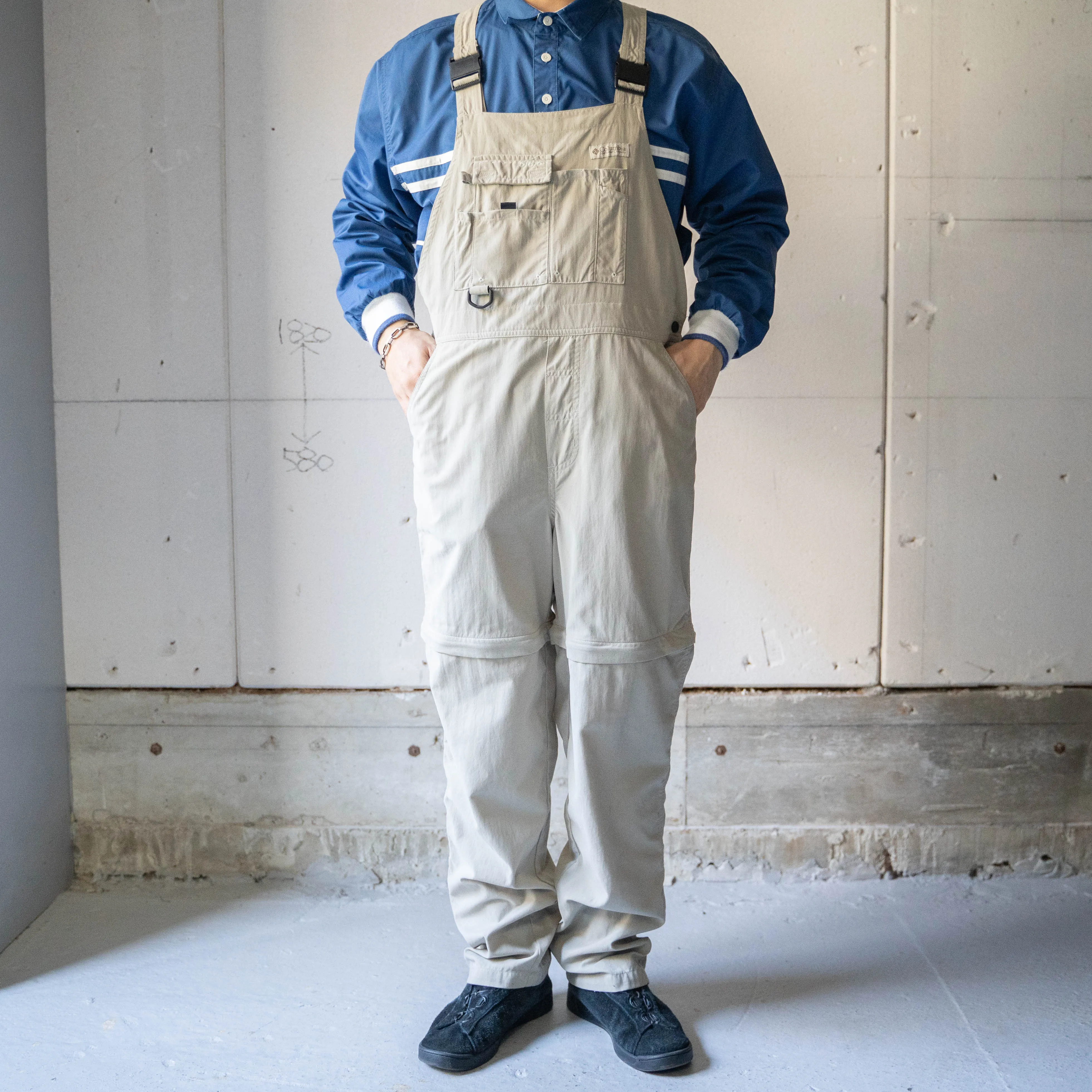 1990-00s 'Columbia' light beige color detachable overall