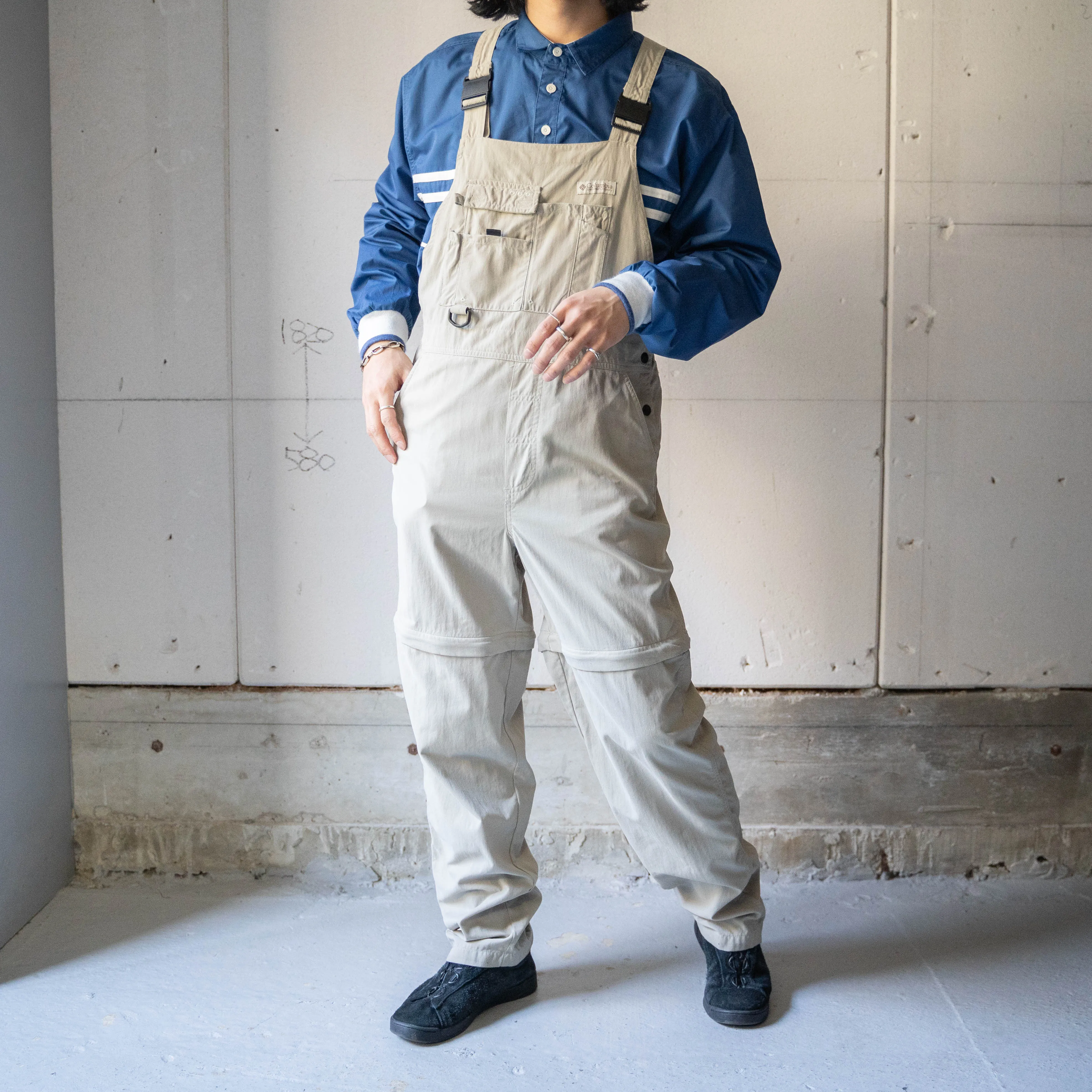 1990-00s 'Columbia' light beige color detachable overall
