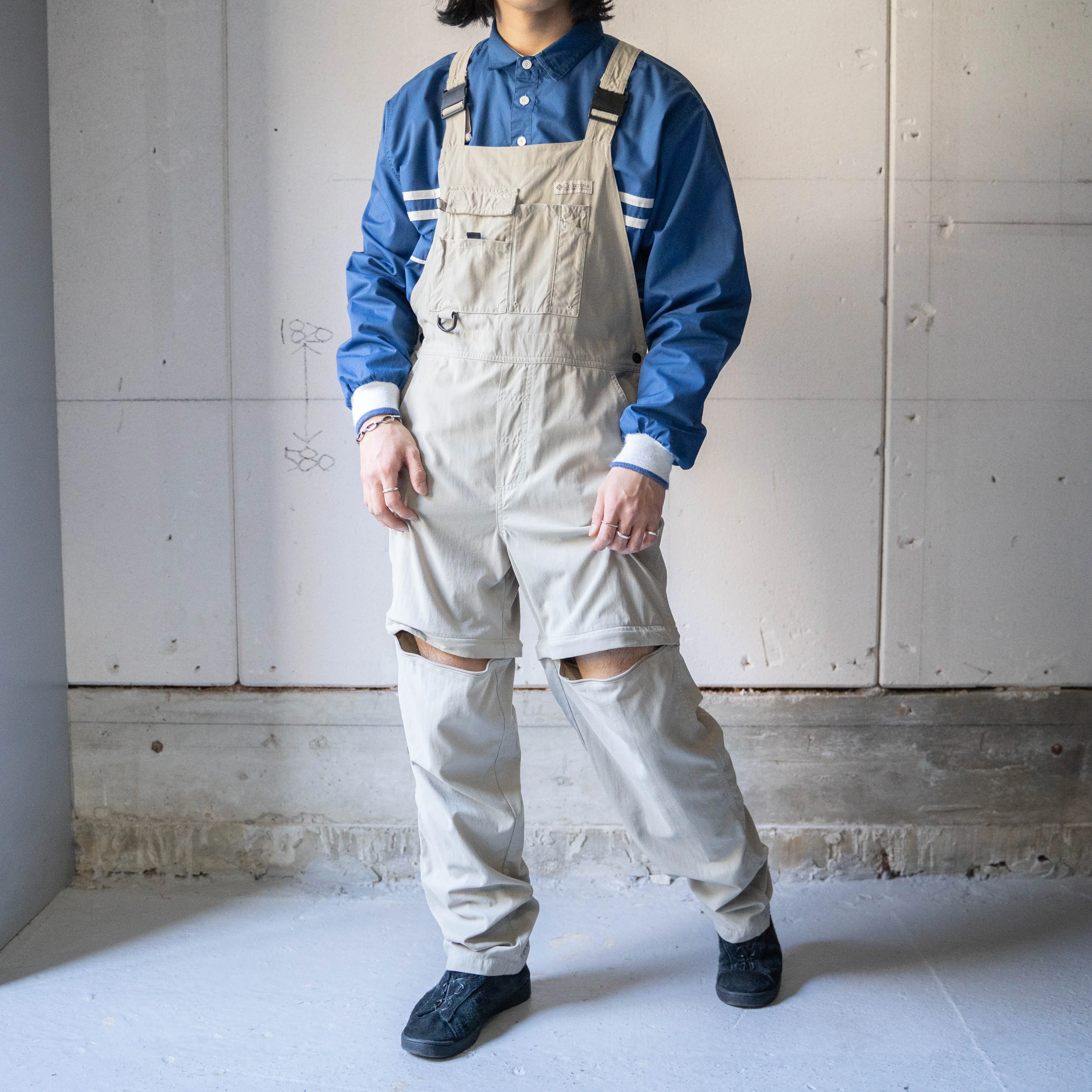 1990-00s 'Columbia' light beige color detachable overall