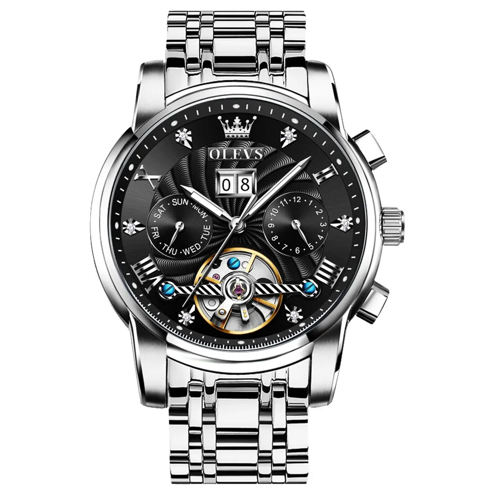 7 Men's Multi Functional Automatic Watch With Metal Strap