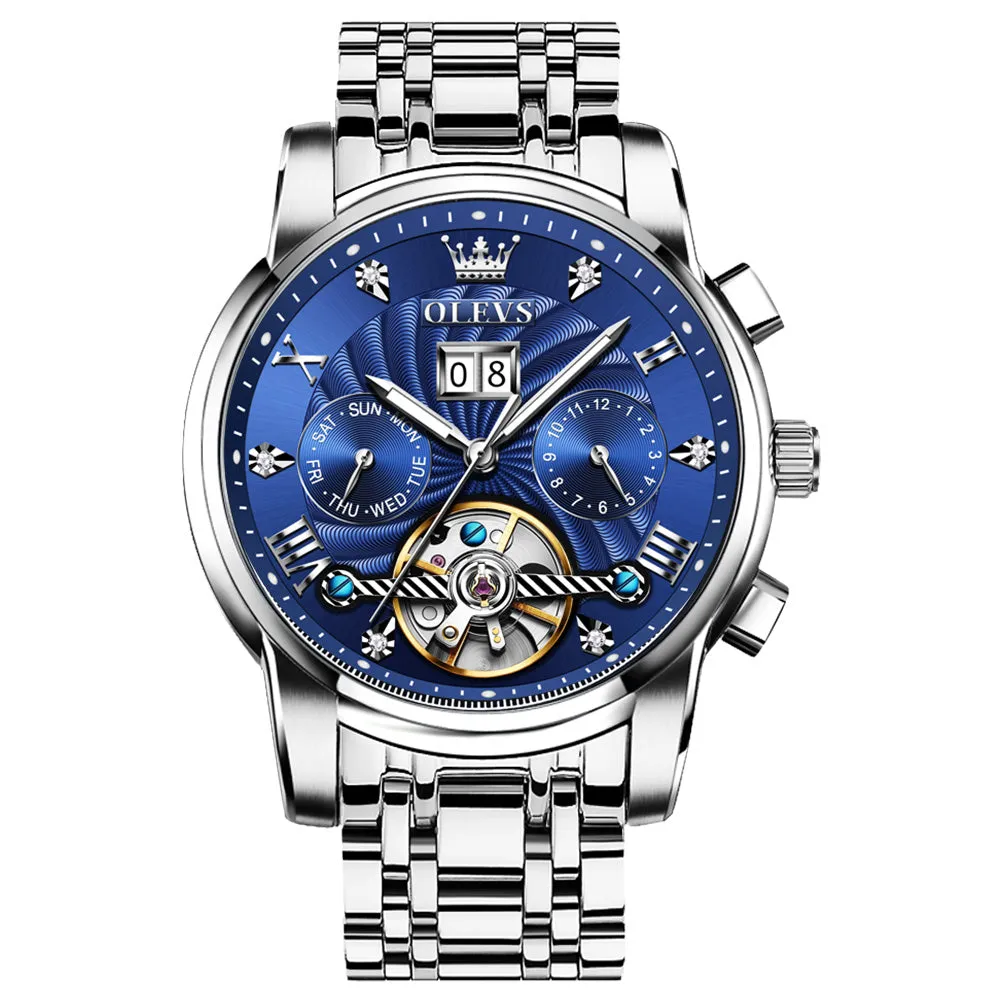 7 Men's Multi Functional Automatic Watch With Metal Strap