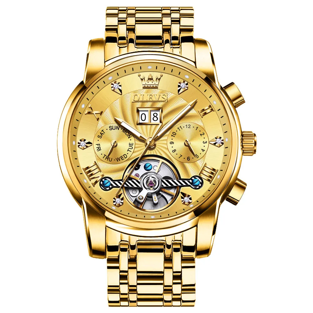 7 Men's Multi Functional Automatic Watch With Metal Strap