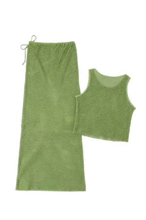 Anahi Knit Maxi Skirt Set (Apple Green)