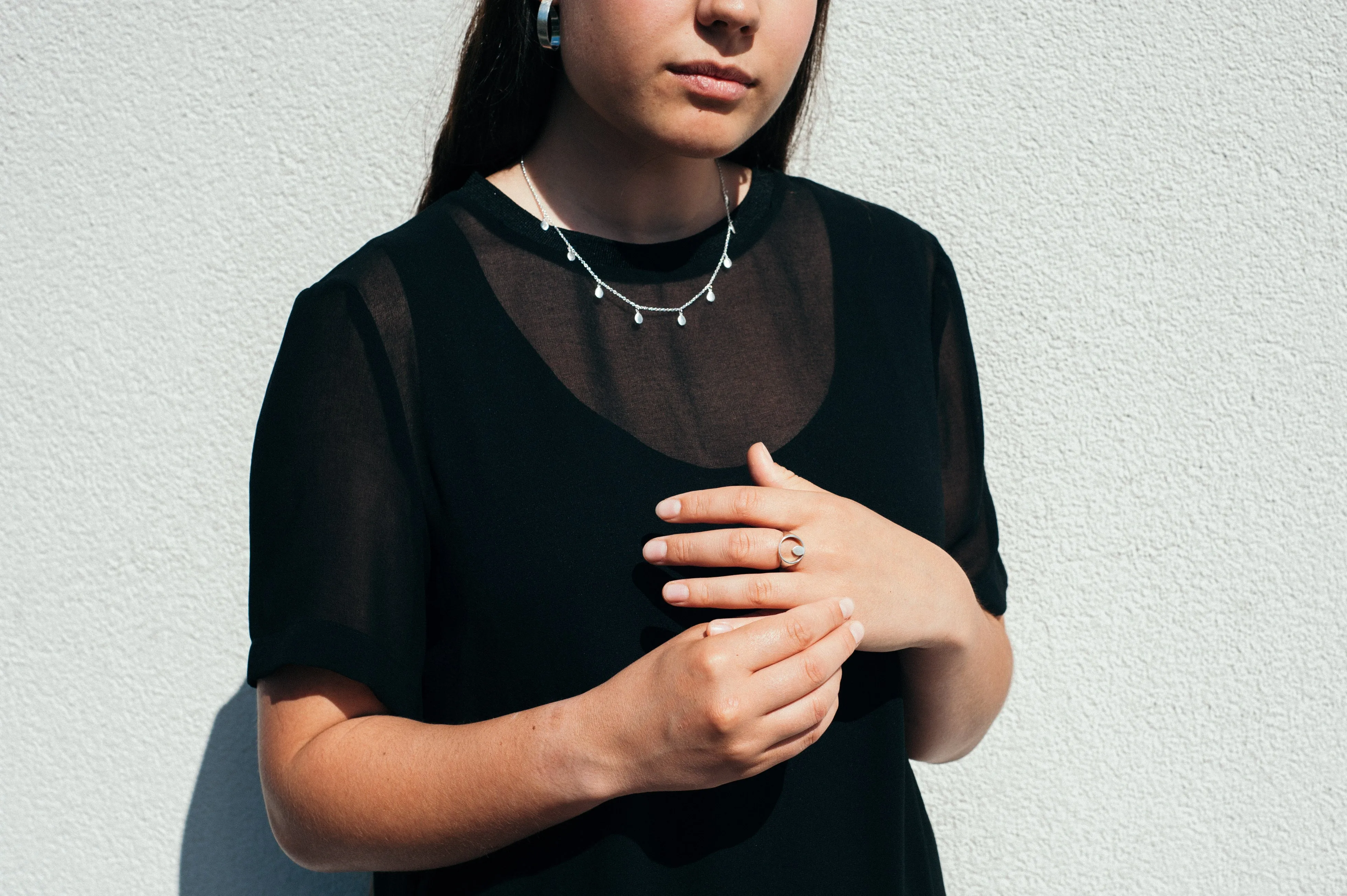 Apple Nine Pip Necklace, Silver