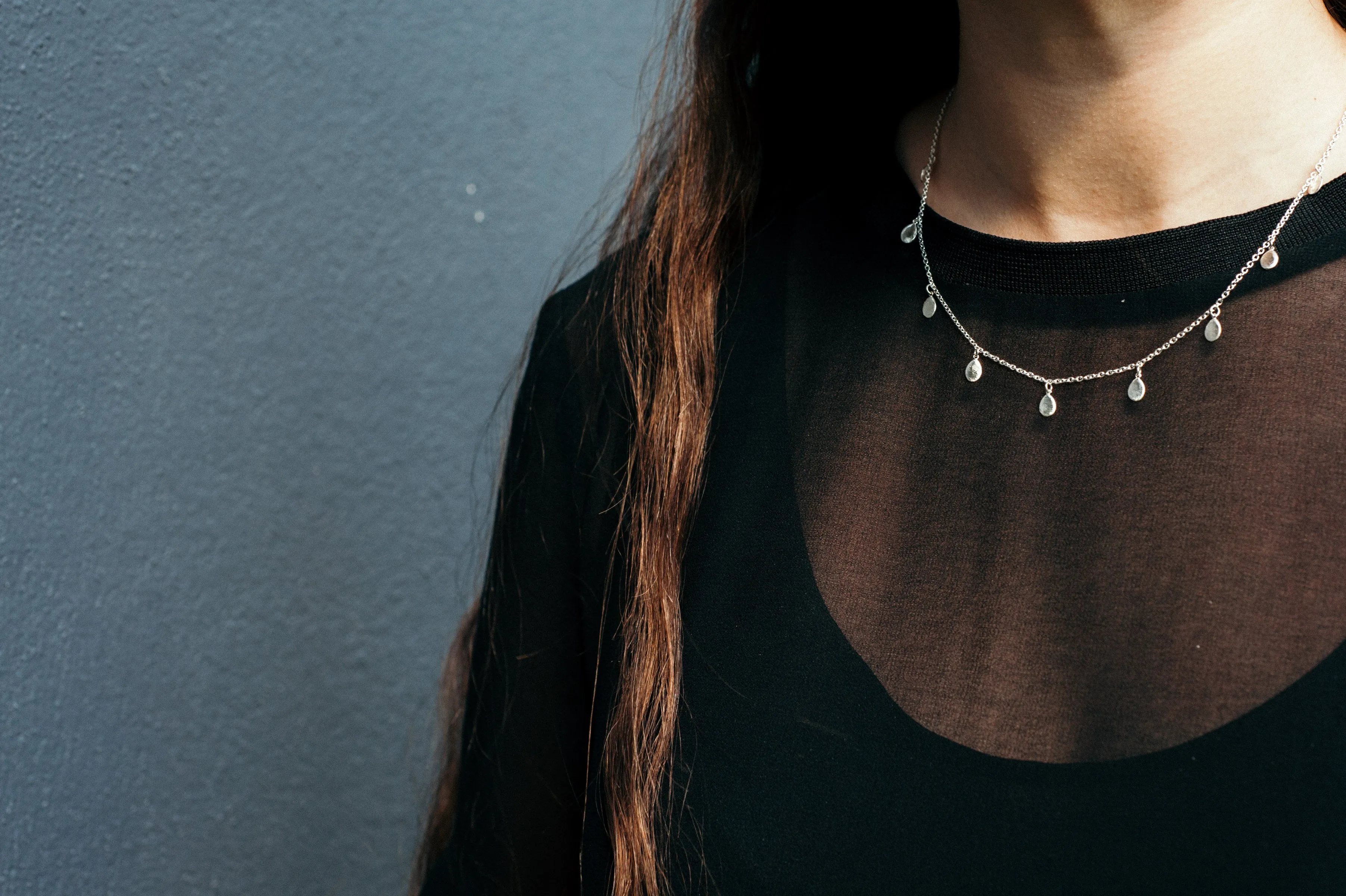 Apple Nine Pip Necklace, Silver