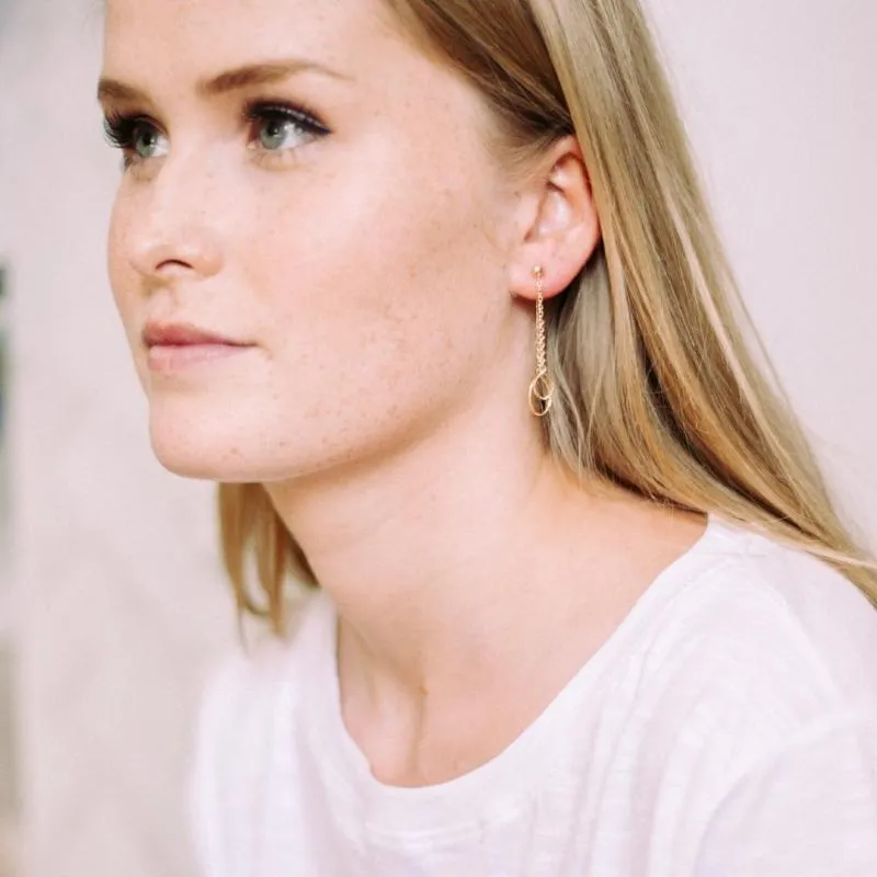 Apple Pip Chain Earrings, Gold