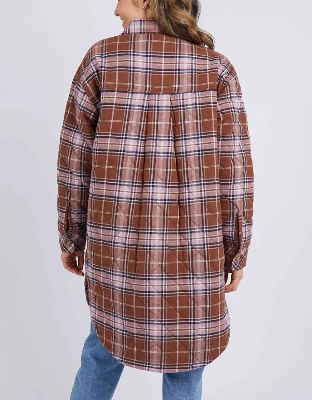 Aster  Check Shacket - Chocolate