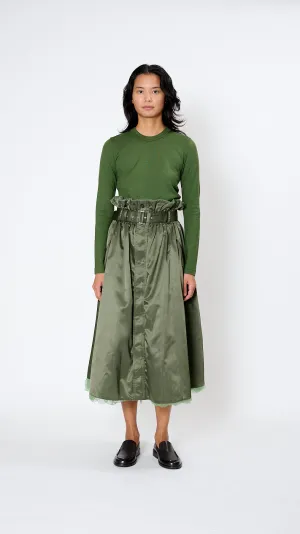Belted Tulle Skirt in Khaki