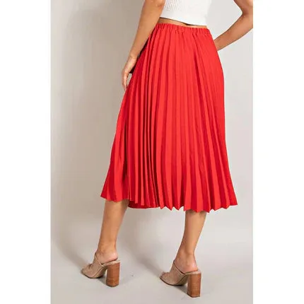 Berry Red Pleated Skirt