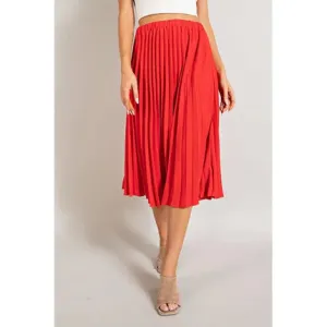 Berry Red Pleated Skirt