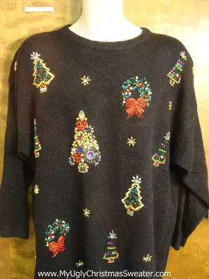 Bling Christmas Greenery Ugly Christmas Sweater
