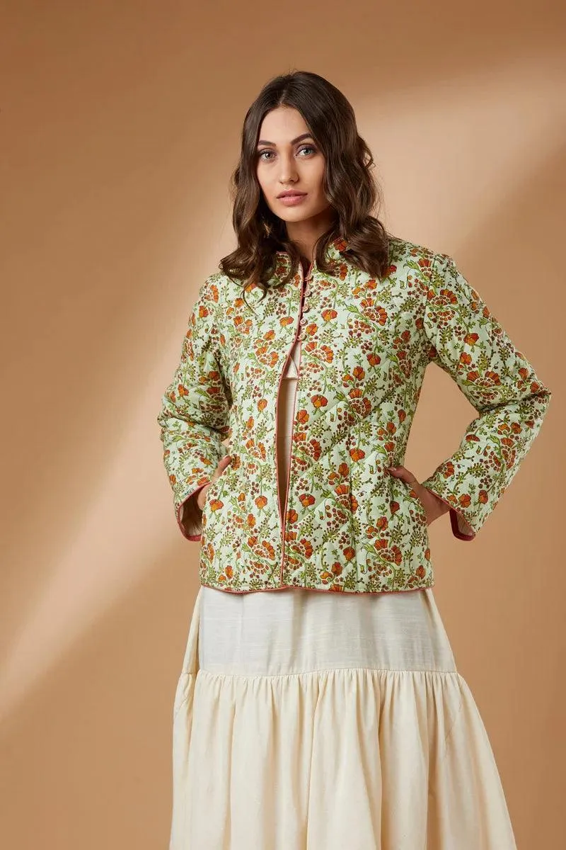 Block printed short coat – Cotton
