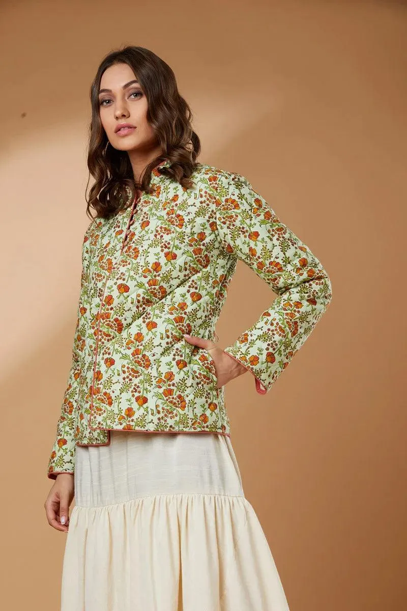 Block printed short coat – Cotton