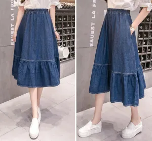 Blue Denim Skirt, High Waist Skirt With Pocket, Summer, Long Skirt,  Women Skirt, Minimalist Skirt, Fall Clothing, Jean Style, Classic