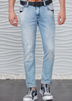 Blue Pleat Detailed Jeans