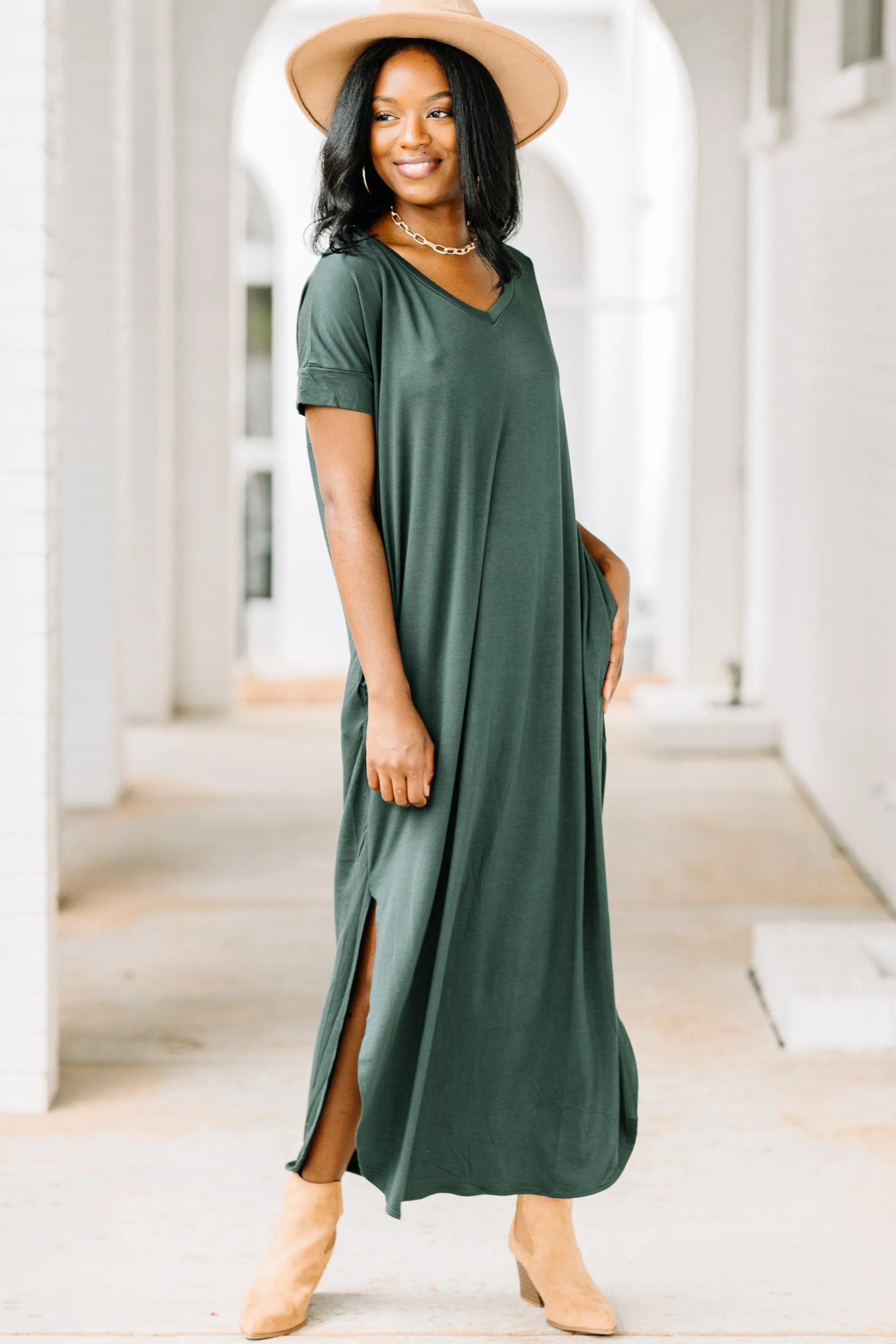 Bring You Home Hunter Green Maxi Dress