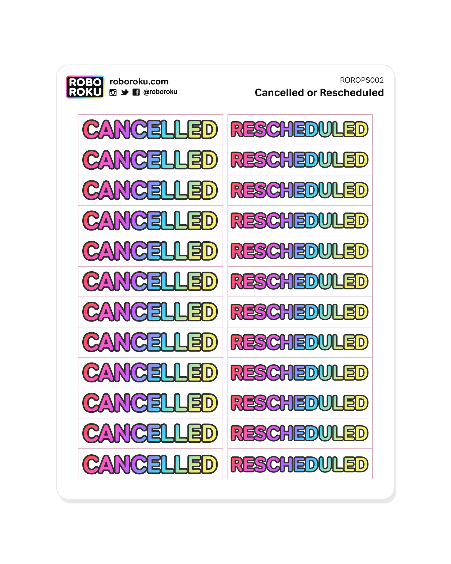 Cancelled and Rescheduled - Planner Stickers