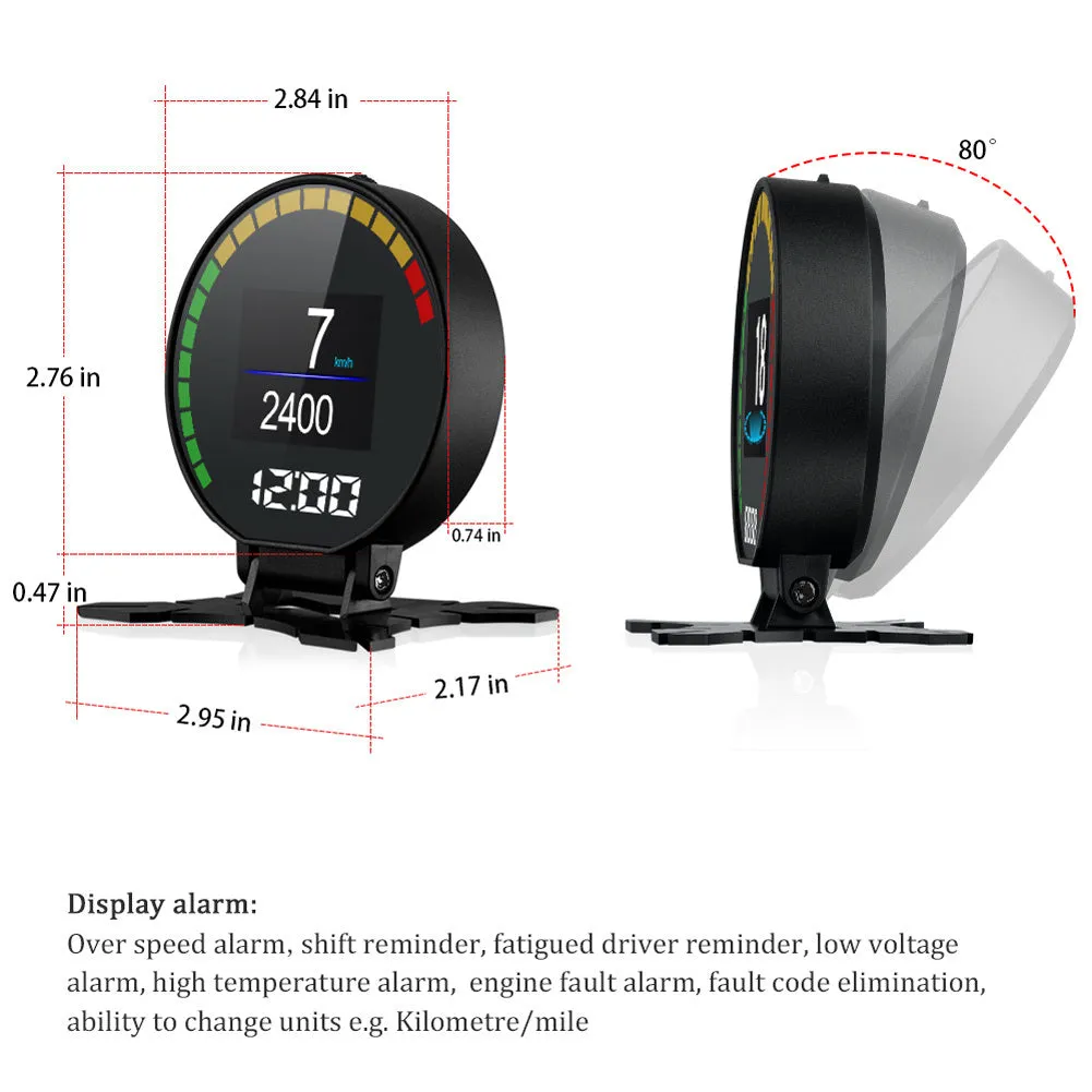 Car Obd Hud Head-Up Display Multi-functional Speedometer Digital