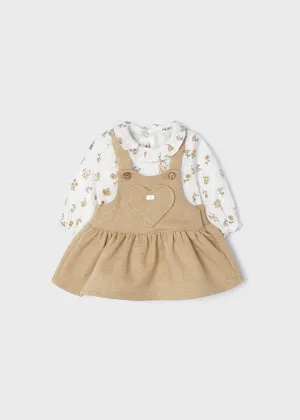 Caramel Ecofriends 2 Piece Set With Overall Dress Newborn | Mayoral