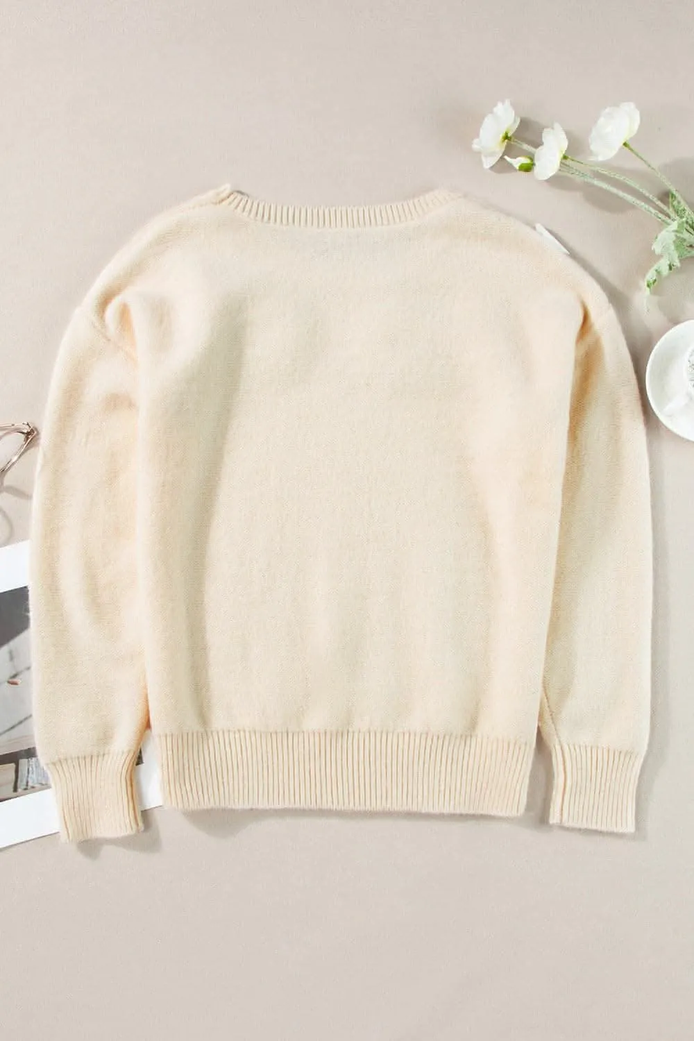 Chic floral crochet sweater