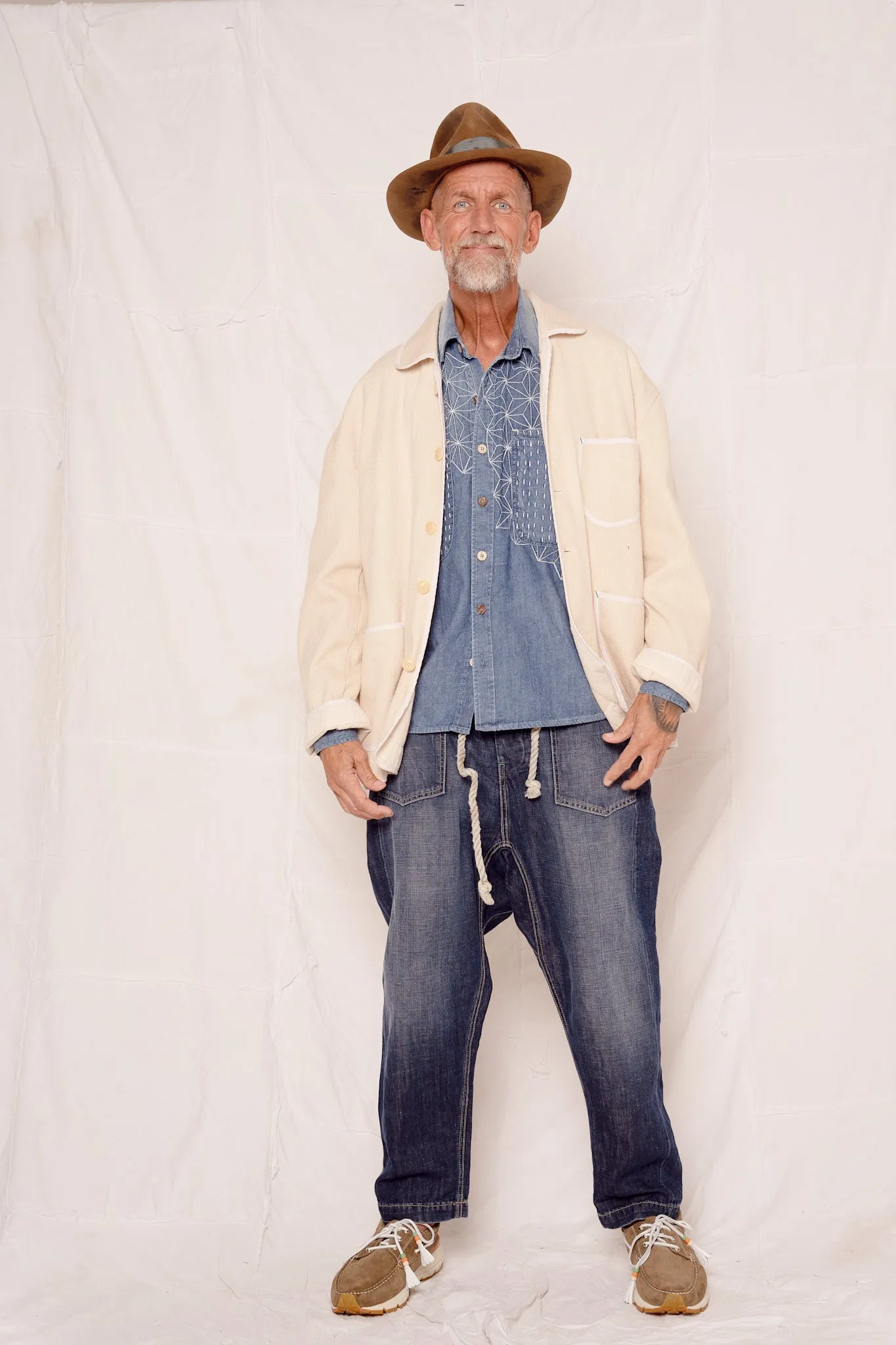 Cunningham Jacket Sashiko Uneven Dye Stone
