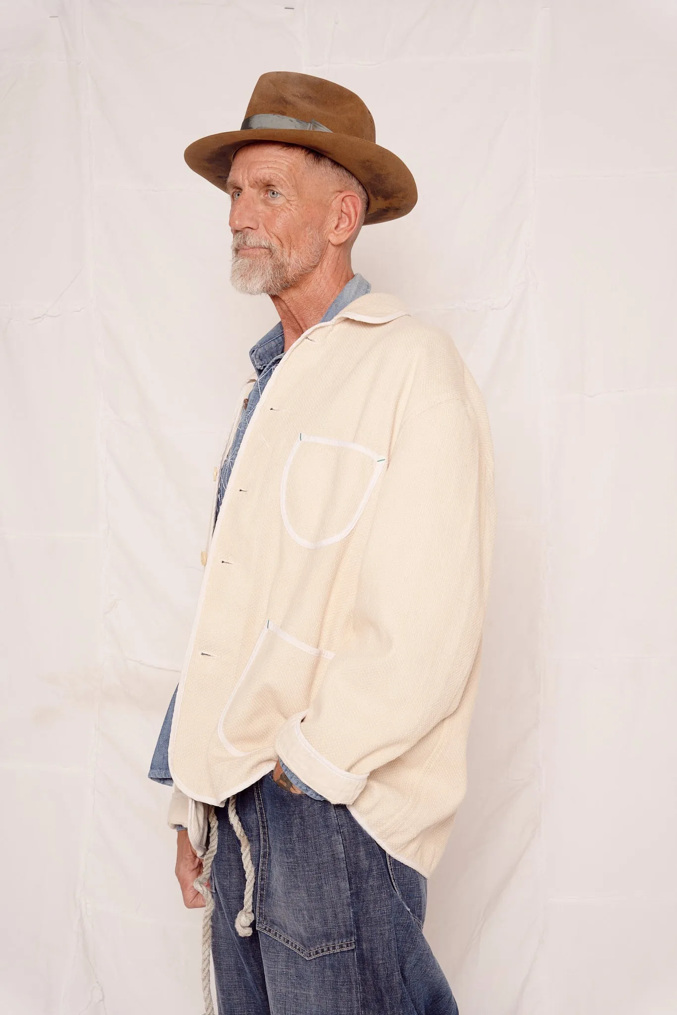 Cunningham Jacket Sashiko Uneven Dye Stone