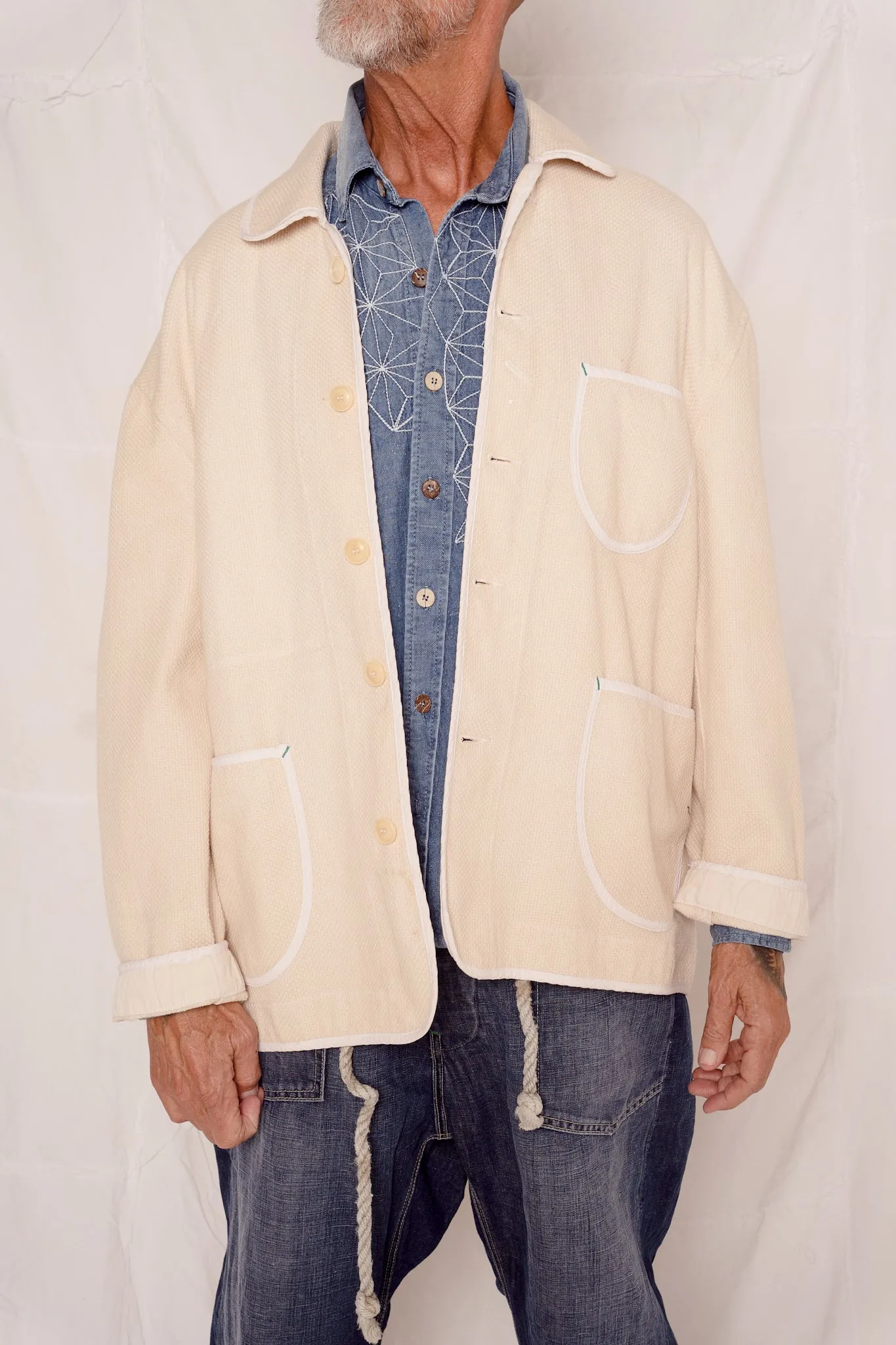 Cunningham Jacket Sashiko Uneven Dye Stone