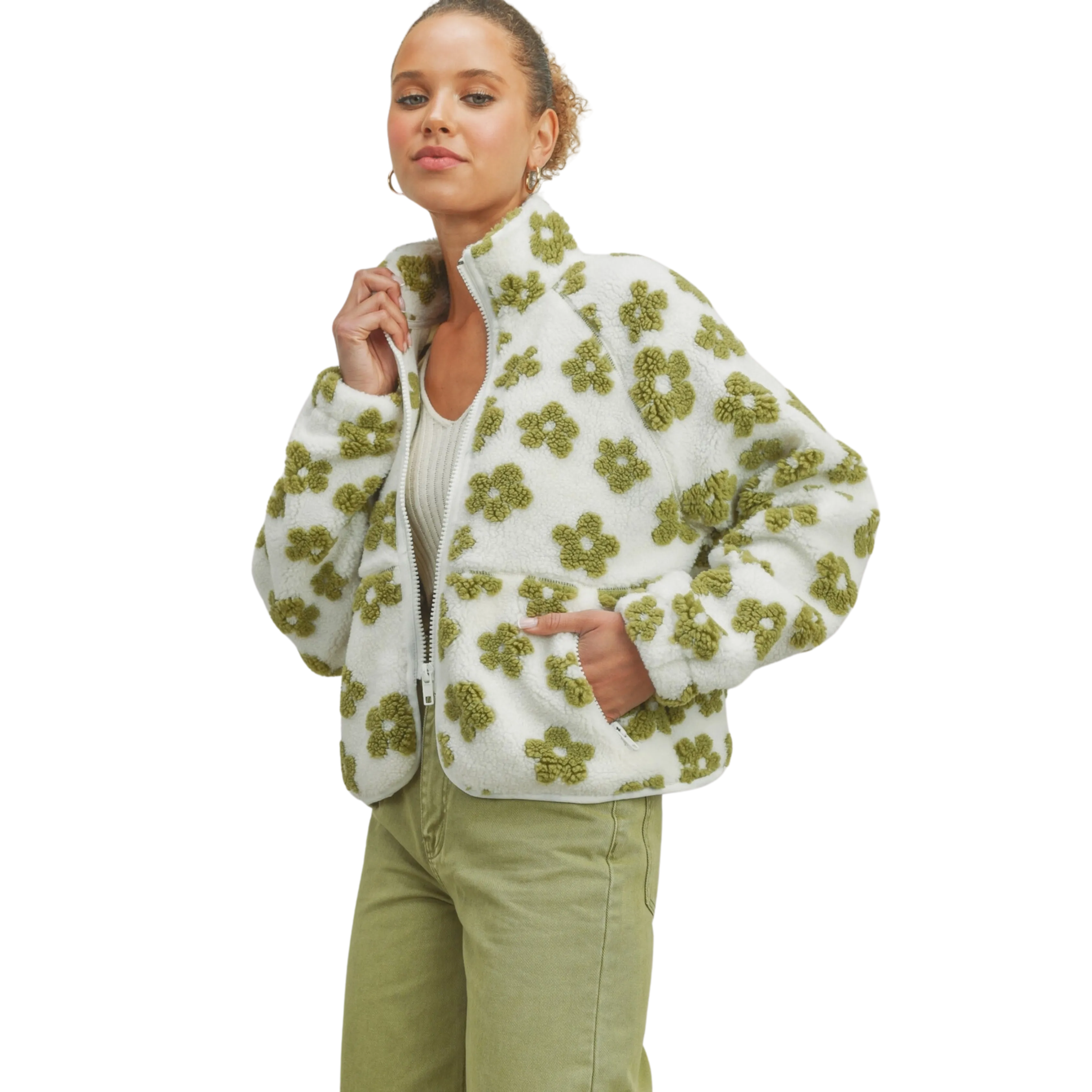 Daisy Flower Pattern Fleece Sherpa