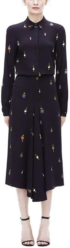 Earring Print Black Blouse & Skirt Set