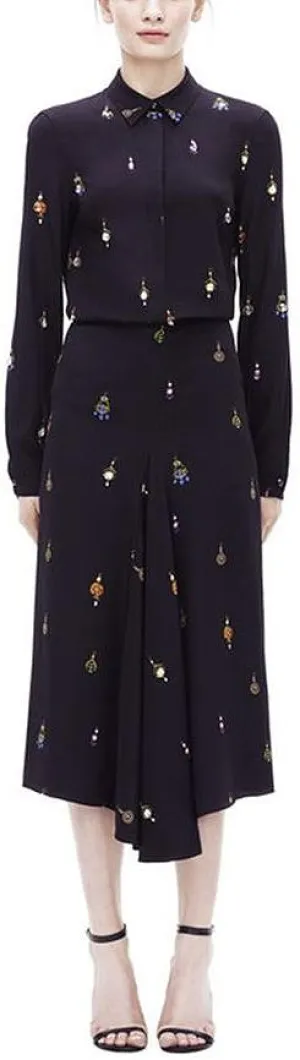 Earring Print Black Blouse & Skirt Set
