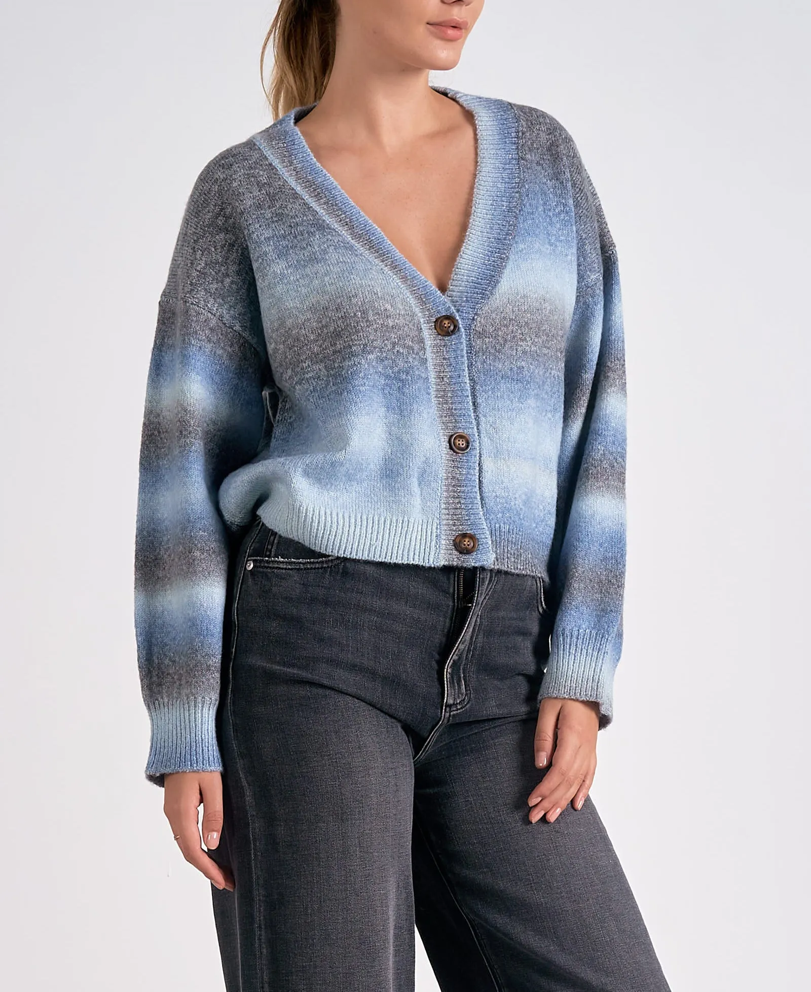 Elan Ombre Button Sweater