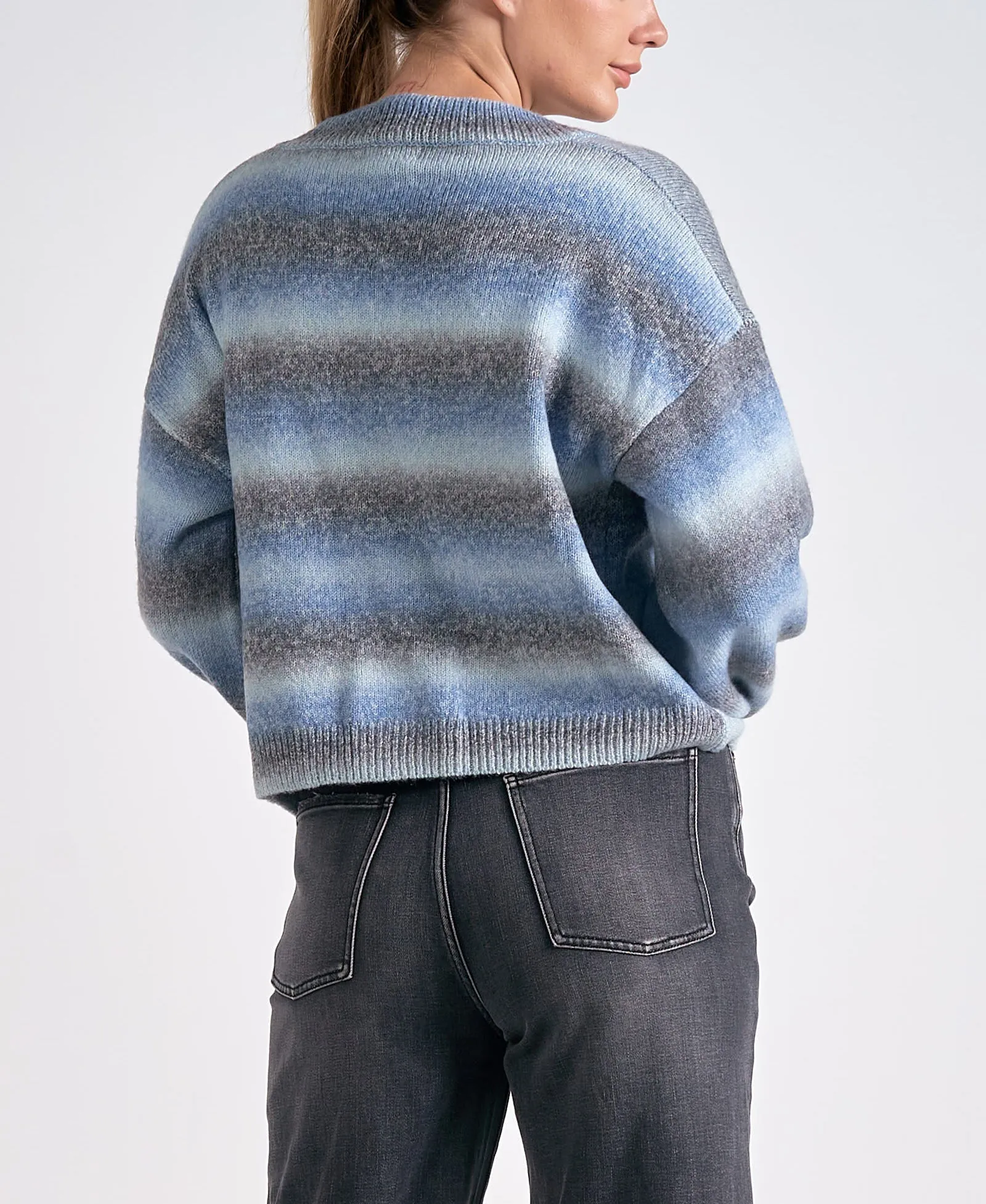 Elan Ombre Button Sweater
