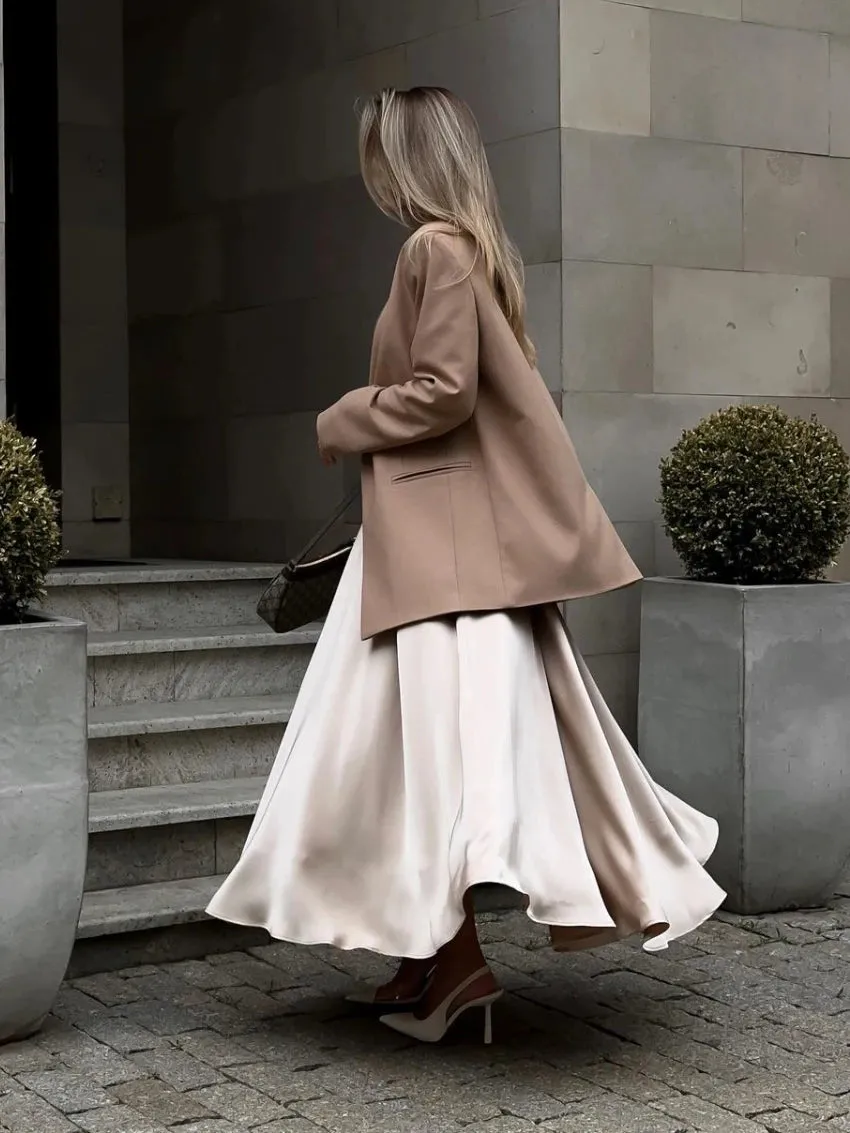 Elegant Flared Monica Maxi Skirt