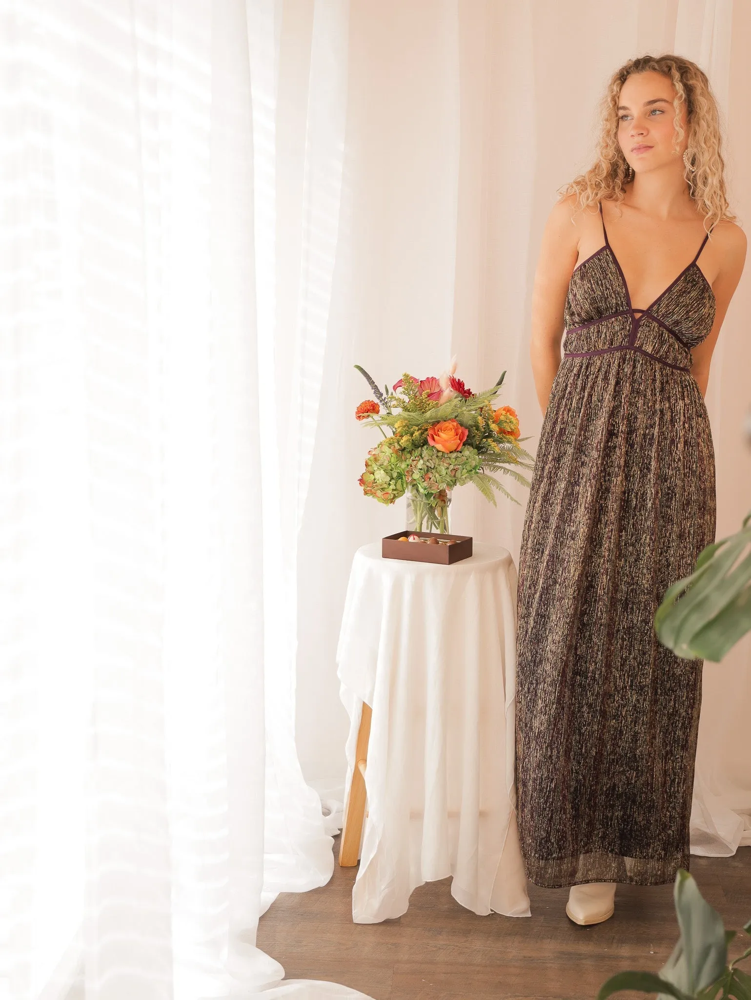 Evelette Shiny Maxi Dress