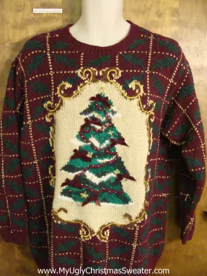 Eye Numbing 80s 2sided Ugliest Christmas Sweater with Tree