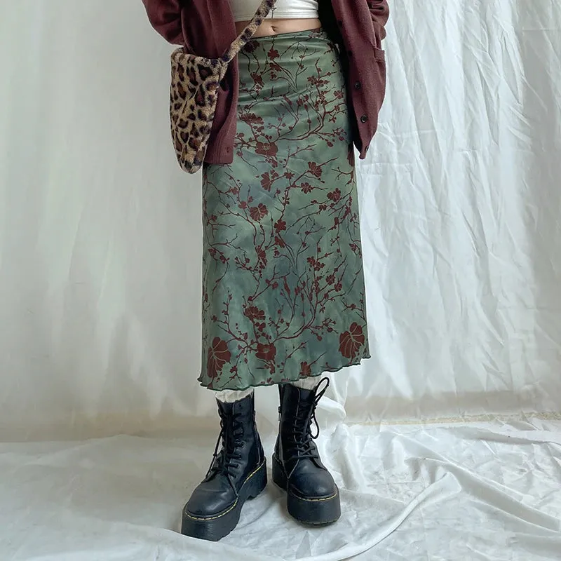 Fern Fleur Straight Midi Skirt