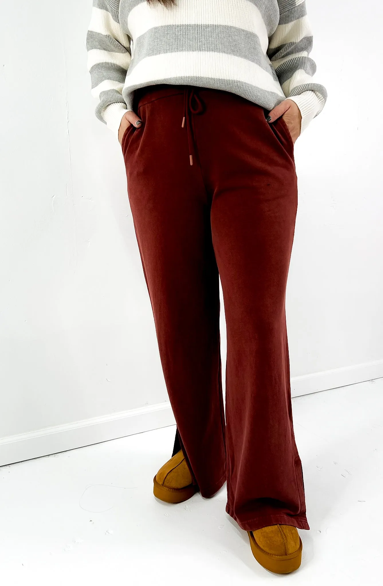 Flared High Waist Drawstring Pants