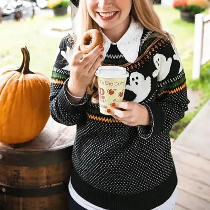 Ghost Long Sleeve Loose Knitted Sweate