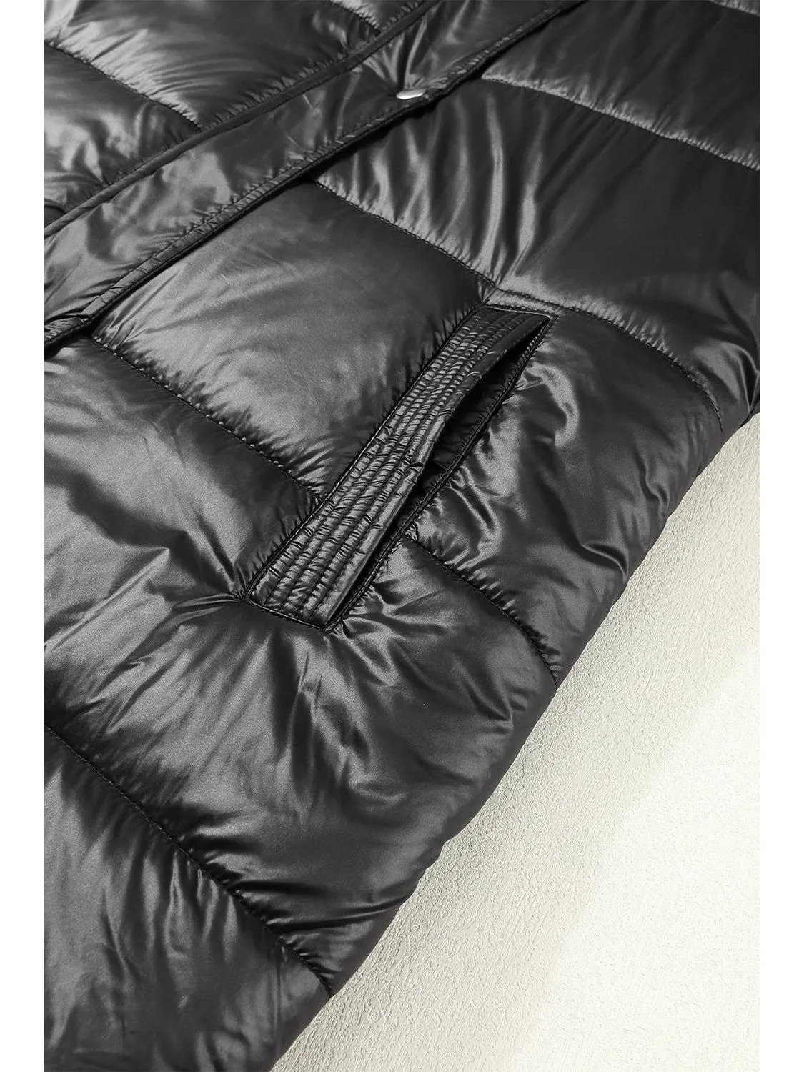 Green Hooded Pocketed Quilted Long Vest Coat