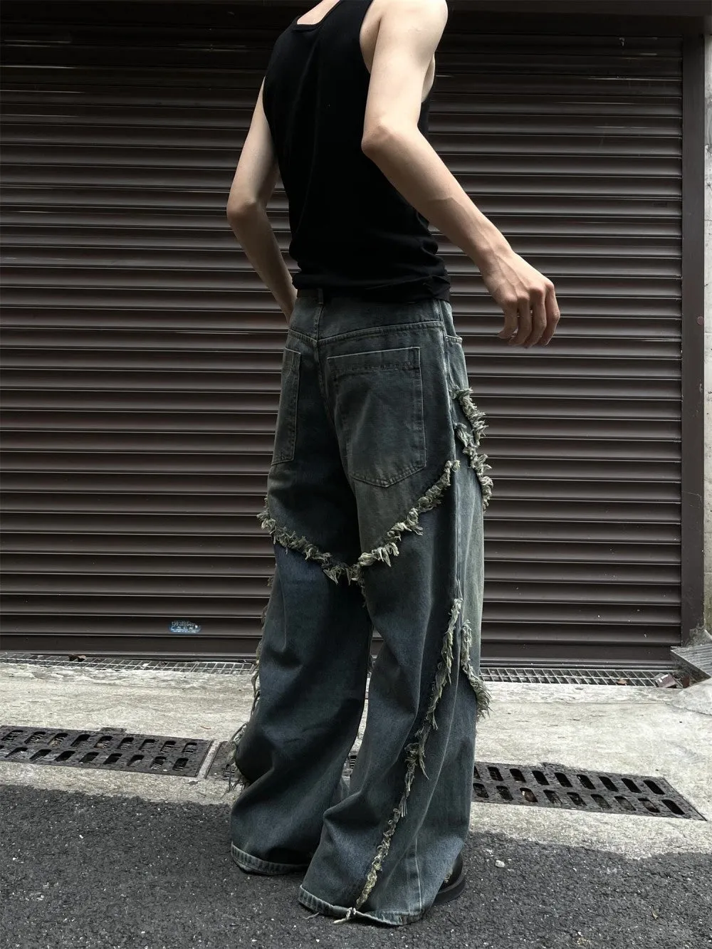 Halloy™ Tassel Edge Patchwork Denim
