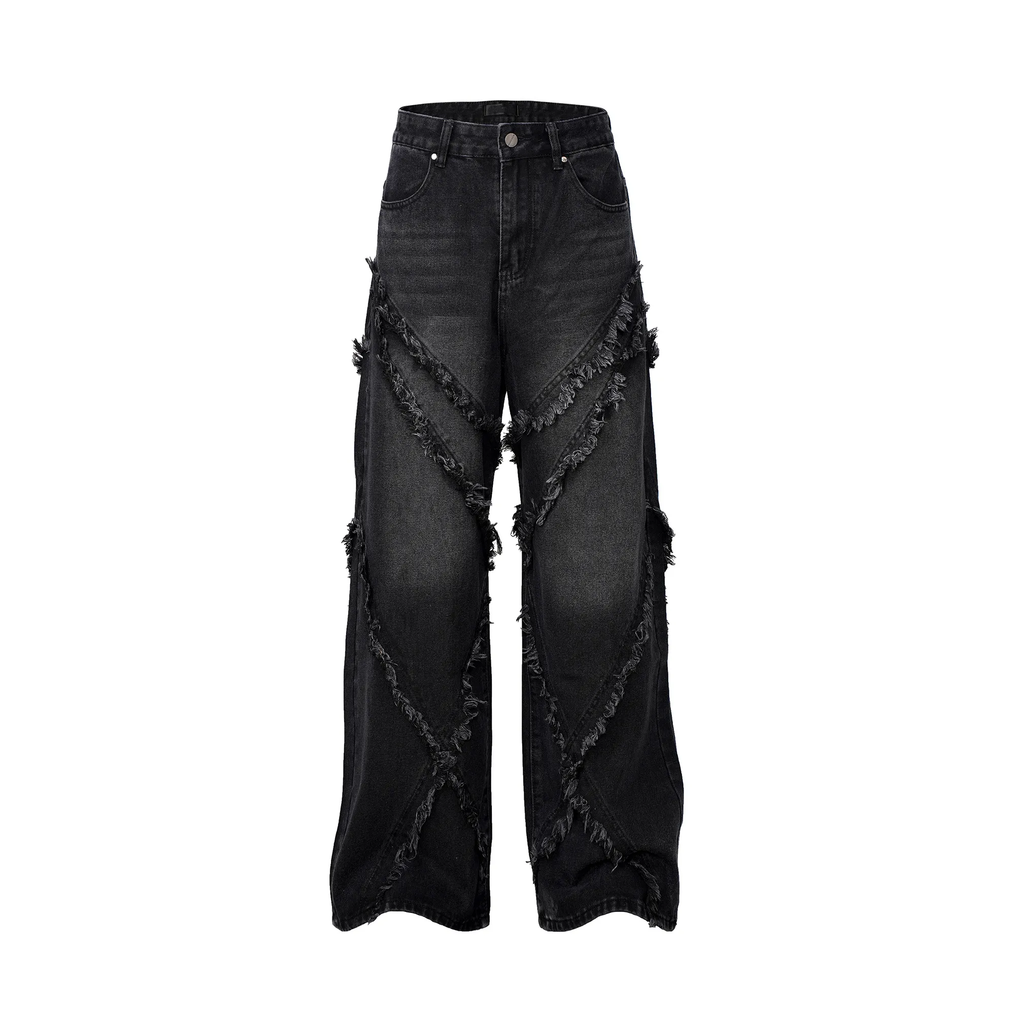Halloy™ Tassel Edge Patchwork Denim