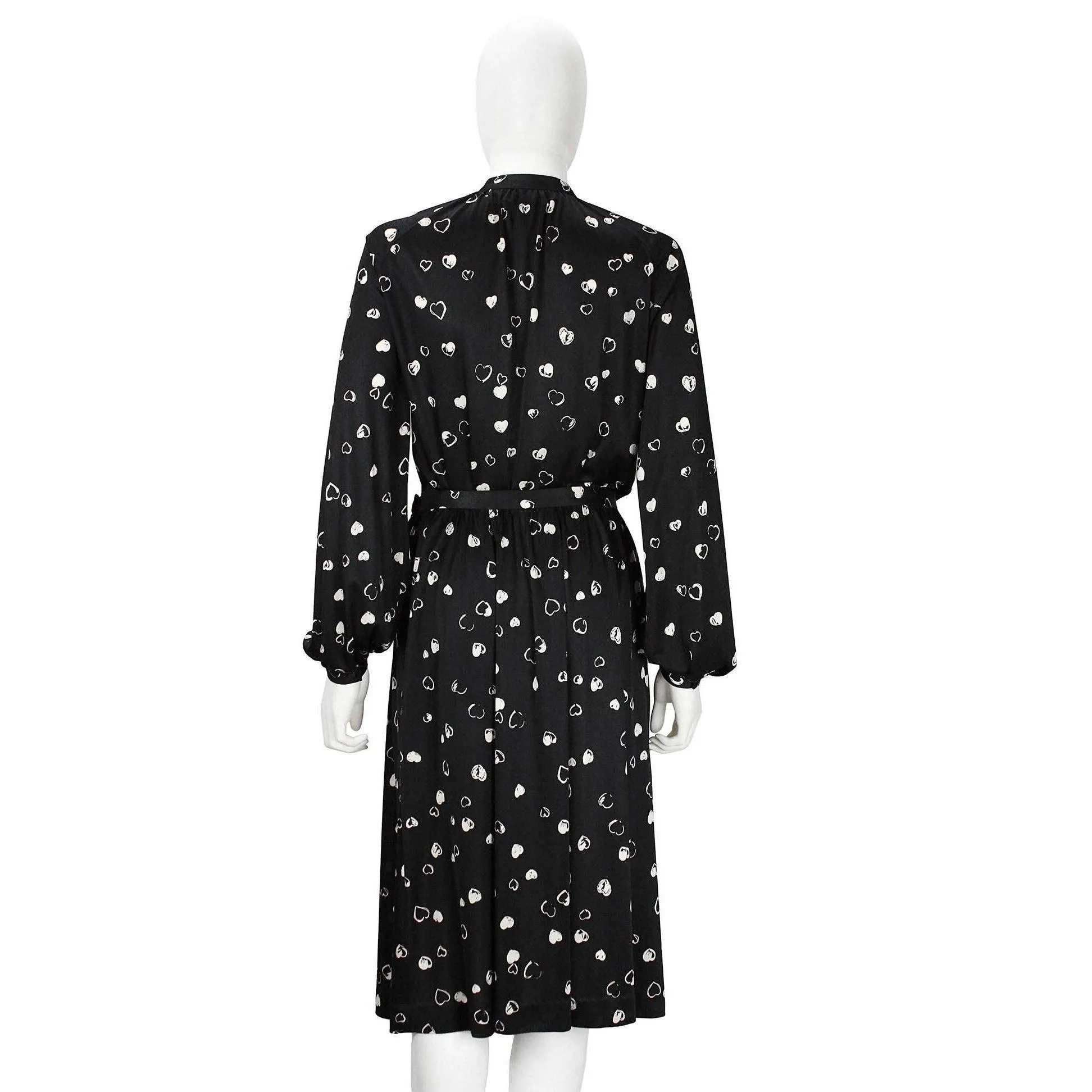 Halston Black and White Hearts Blouse and Skirt Set | US 8