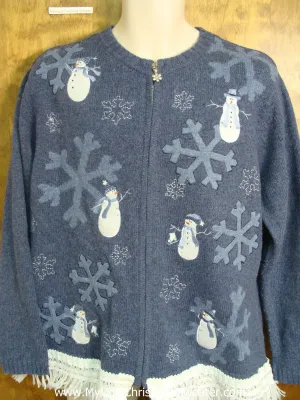 Happy Snowman with Snowflakes Ugly Christmas Jumper