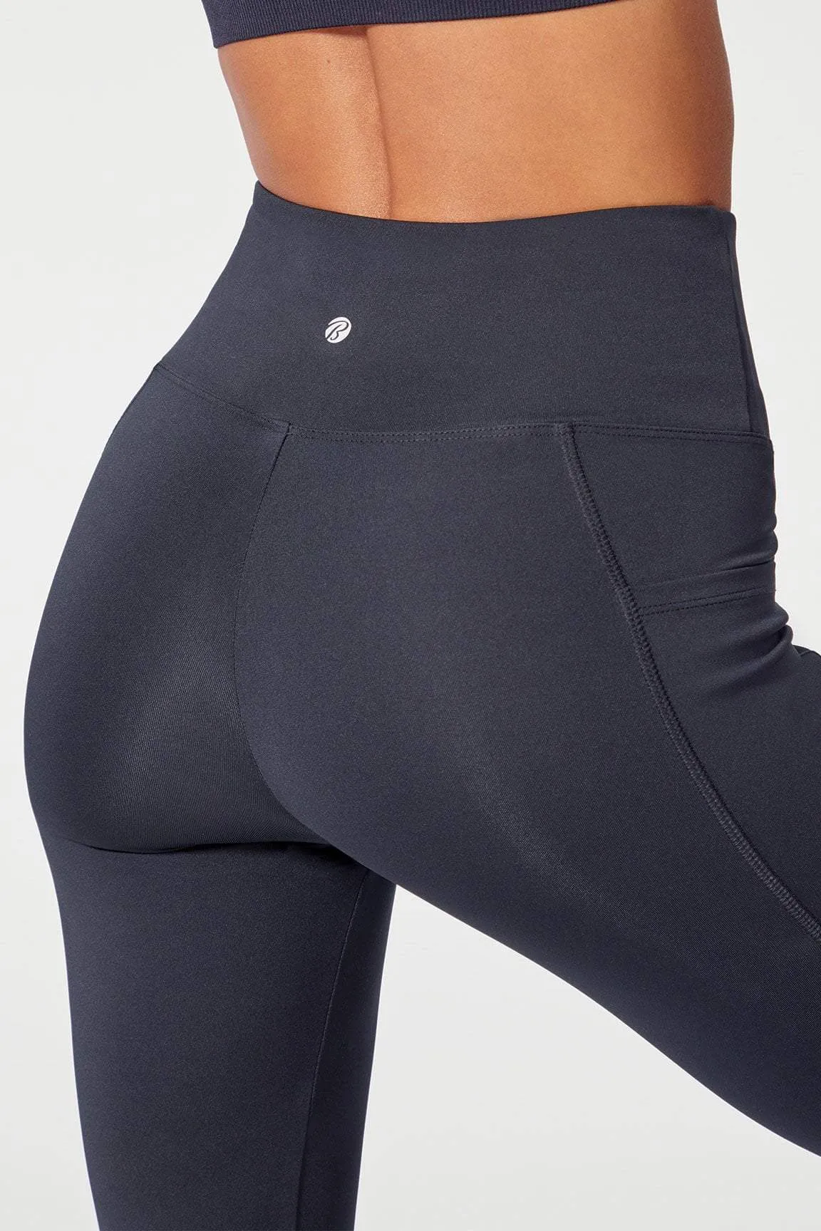 High Rise Flat Waist Mid Calf Capri (Black)