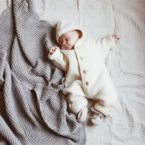 Hooded overall - 100% Virgin wool - Oversized fit - Natural