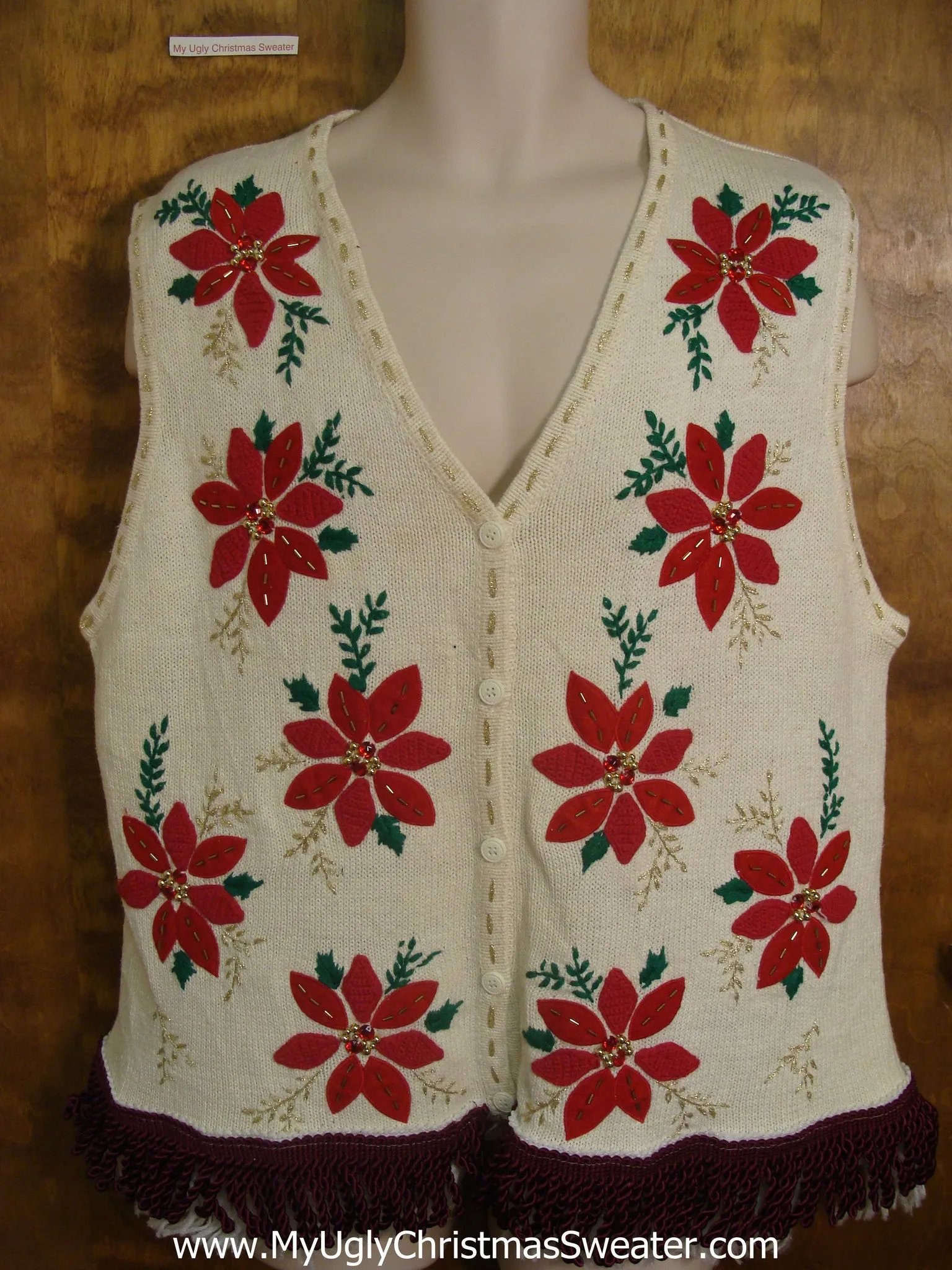 Its Raining Poinsettias Christmas Sweater Vest