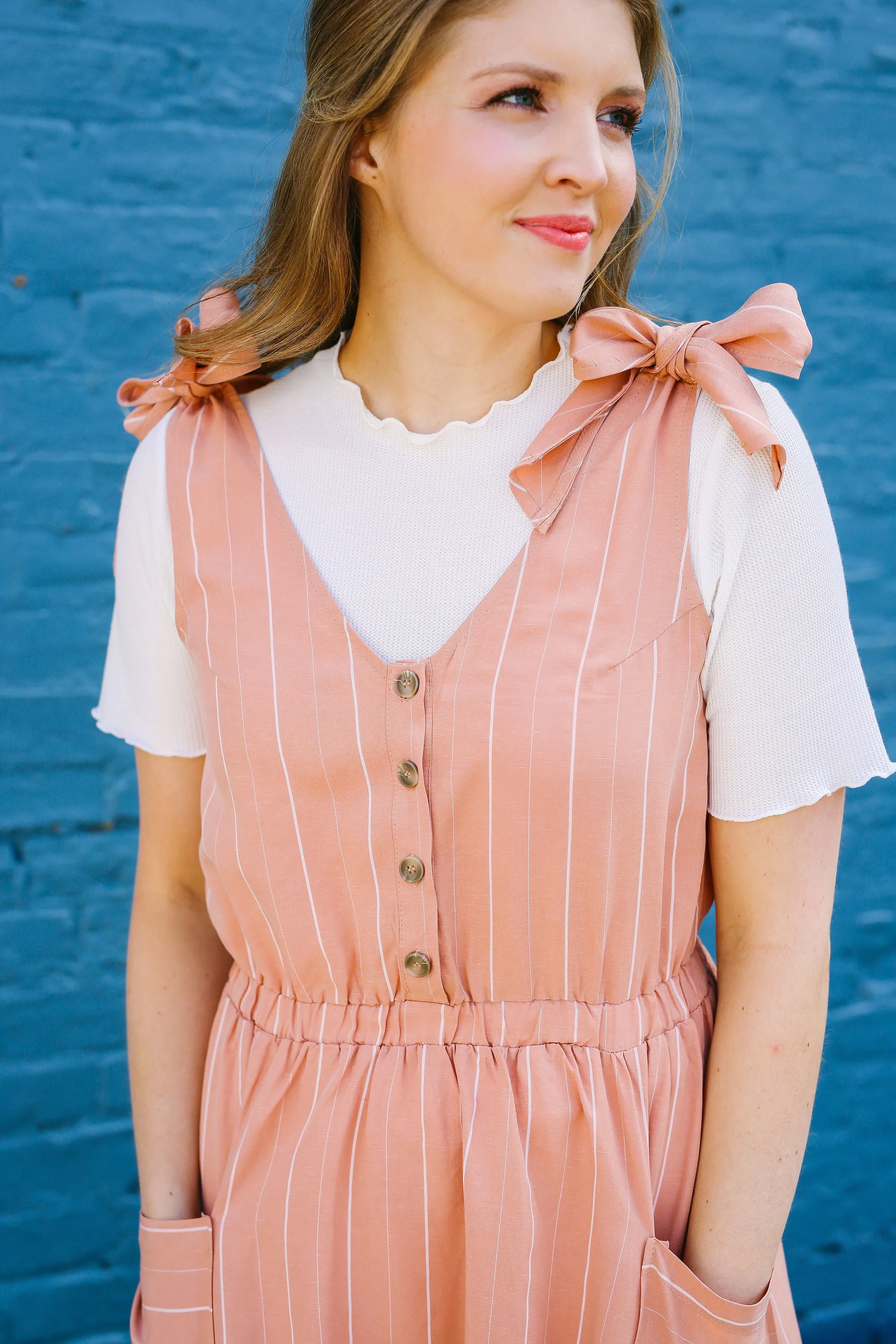Just Peachy Overall Dress