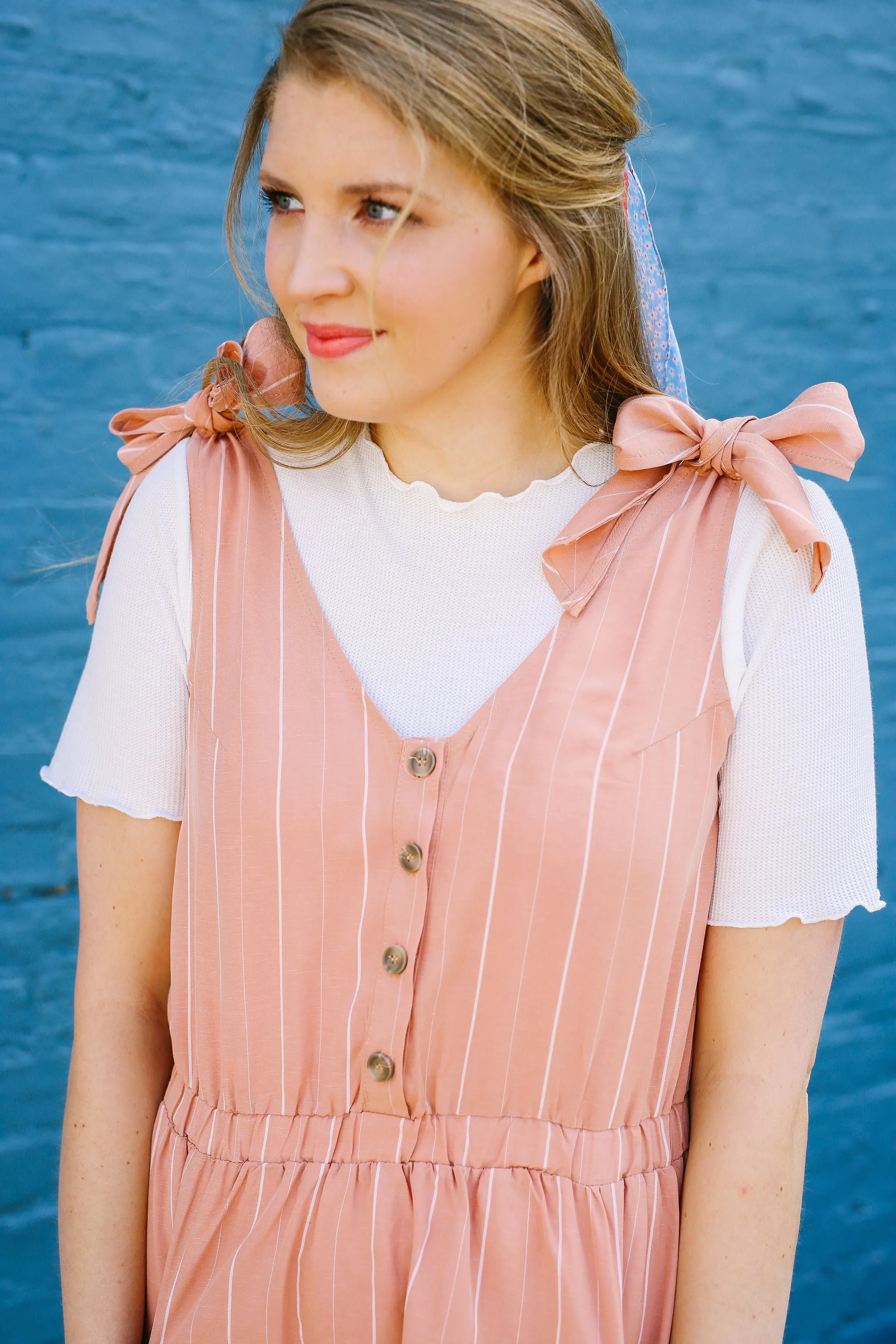 Just Peachy Overall Dress
