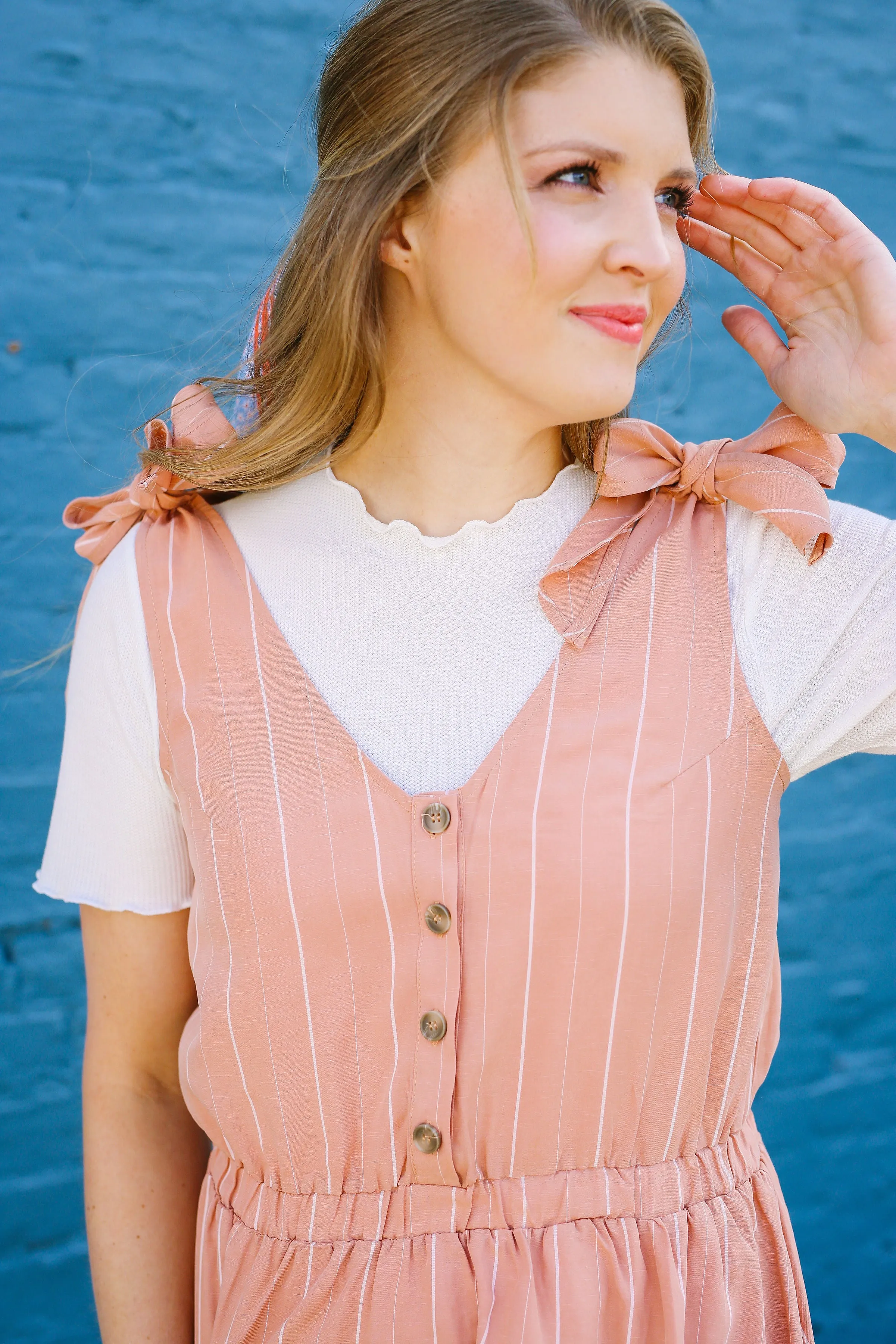 Just Peachy Overall Dress
